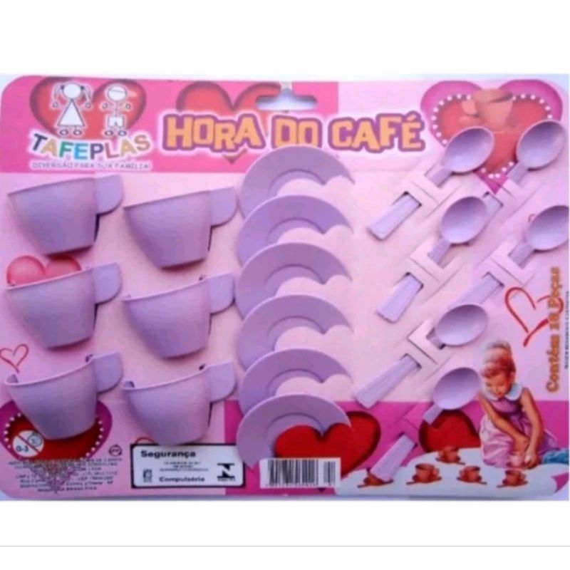 KIT 4 UNIDADES HORA DO CAFE COZINHA INFANTIL COM 72 PEÇAS  XICARAS DE CHA ,COLHERES, PIRES BRINQUEDO FAZ DE CONTA