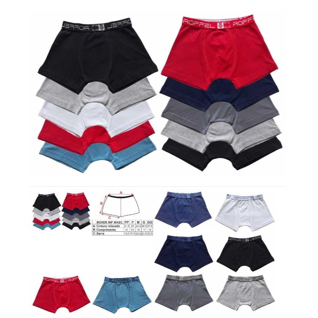 Kit c/ 10 Cueca Infantil Malha 3 a 8  anos P/M/G Menino