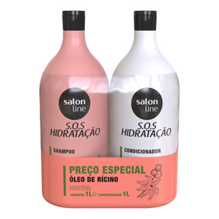 Kit Shampoo + Cond SOS Hidratação Óleo Rícino Salon Line 1L