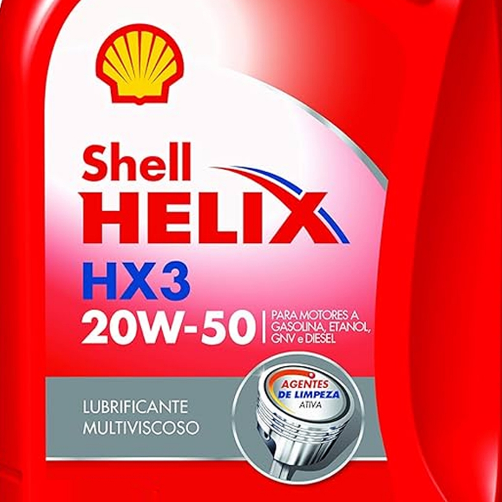 Óleo De Motor Shell Hx3 20W50 Lubrificante Multiviscoso Para Alta Quilometragem - 1 Litro — imagem 2 de 2
