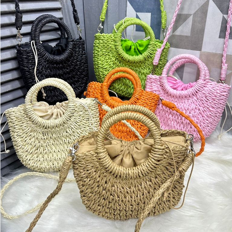 Bolsa Transversal Mão Palha Artesanal Praia/Casual(P837) em Oferta na Shopee