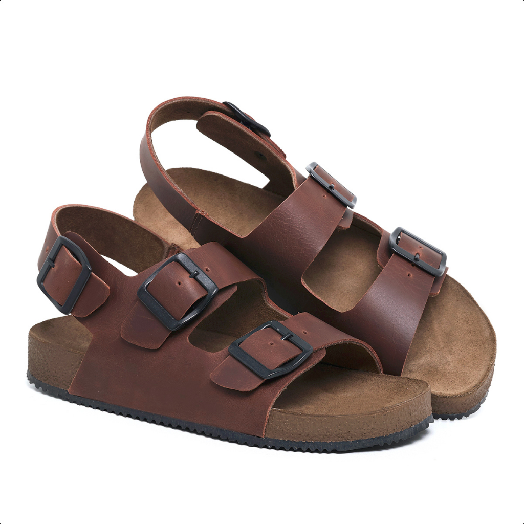 Sandalha Masculina e Feminina com tira atrás Calcanhar Ajuste Nas fivelas Couro Legitimo em Oferta na Shopee