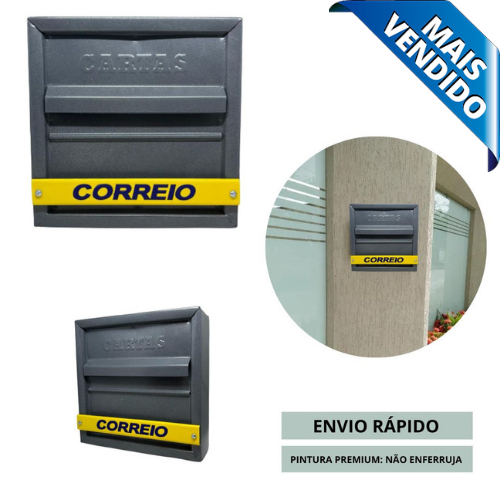 Caixa de Correio Carta Grade E Muro Horizontal Cor Cinza