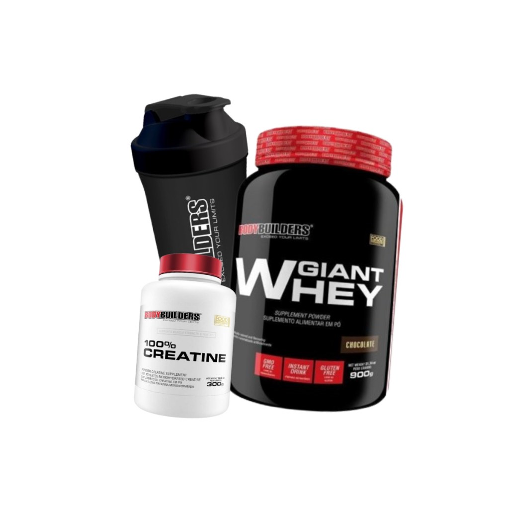 Kit - Giant Whey 900g + Creatina 300g + Shaker