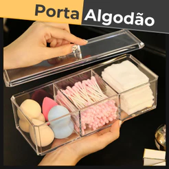 Porta Maquiagem Organizador C/ Tampa 3 Divisorias - Paramount