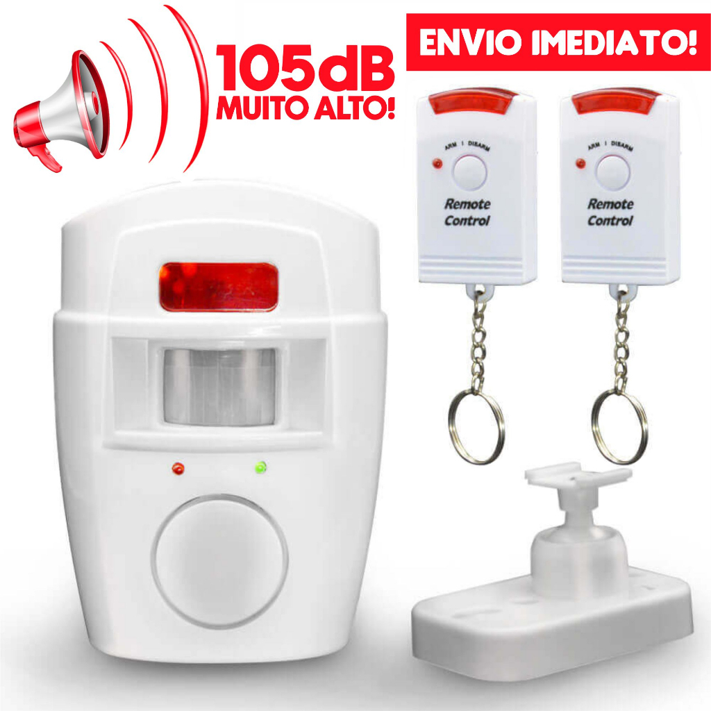 Kit Alarme residencial sem fio com sensor de presença + 2 controles + 1 suporte de fixação