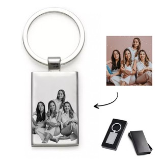 Chaveiro Personalizado Em Aço Inox – Gravação de Foto + Frase | 4,1 x 2,5 cm | Qualidade Premium