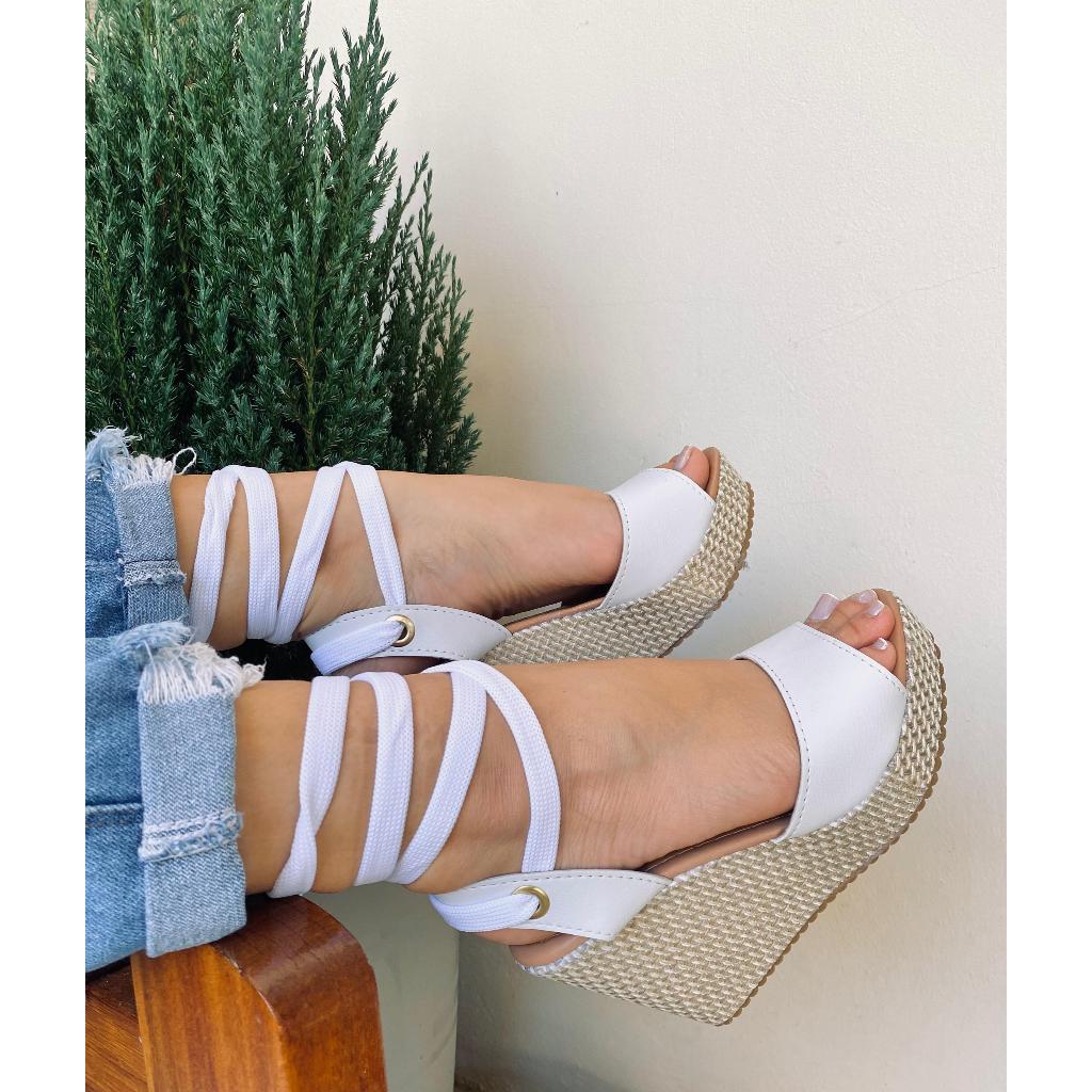 Salto De Amarrar Estilo Anabela Confortavel Promoção