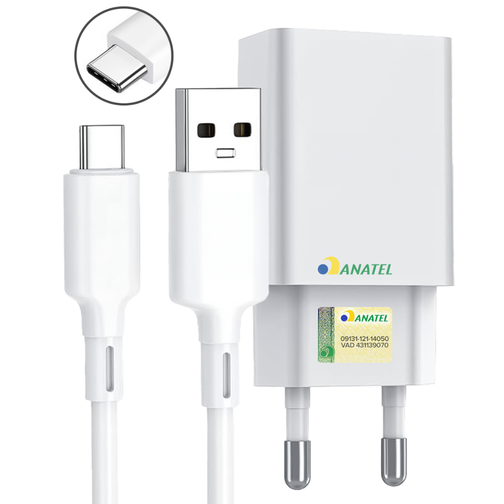 Carregador Turbo 15W + Cabo Tipo C Samsung Galaxy A21S A22 4G A31 A30S A32 4G A32 5G A50 3.1A