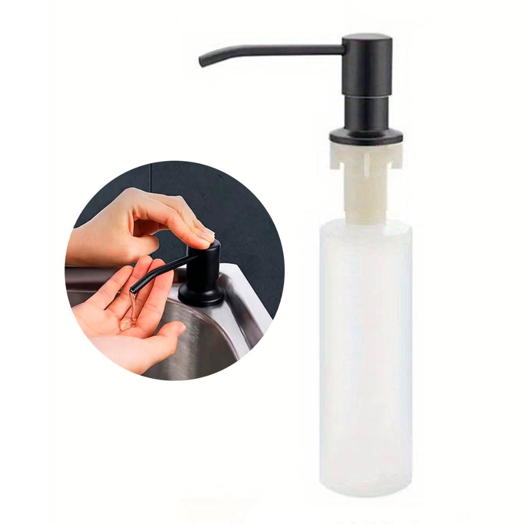 Dispenser De Embutir Porta Detergente Dosador Aço Inox Preto Brinovar em Oferta na Shopee