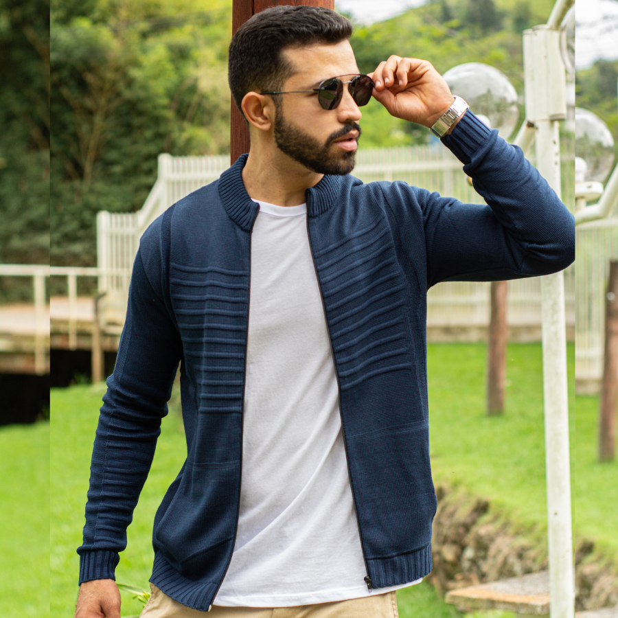 Jaqueta Masculina Casaco Lã Blusa De Frio Inverno Tricô Com Bolsos Jaqueta Masculina Casaco Lã Blusa De Frio Inverno Tricô Com Bolsos