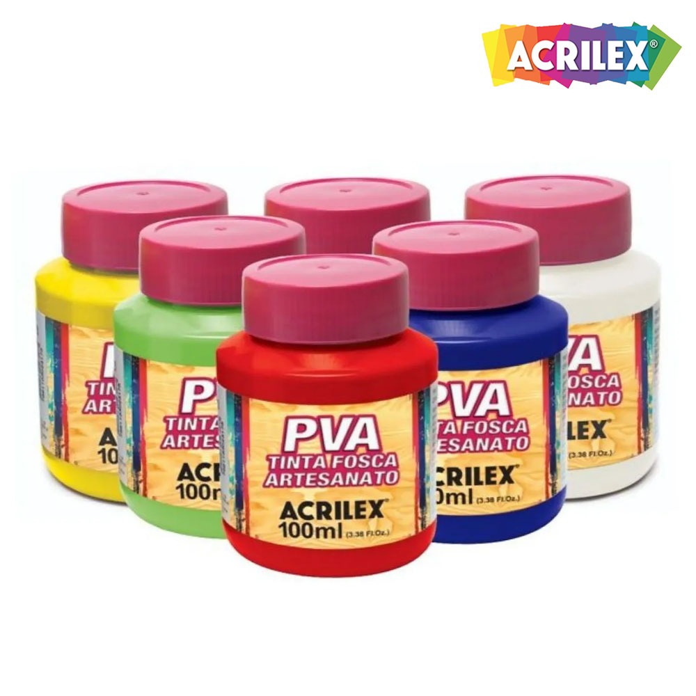 Tinta Fosca para  Artesanato PVA 100ml - Escolha a Cor - Acrilex em Oferta na Shopee