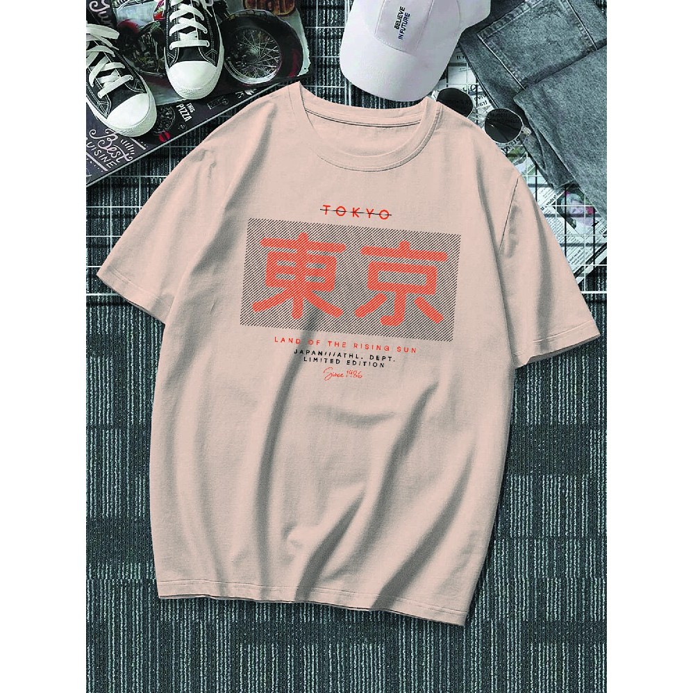 Camiseta Estampada Tokyo Kanji Land Of The Rising Sun Estampada Tecido 100% Algodão Unissex