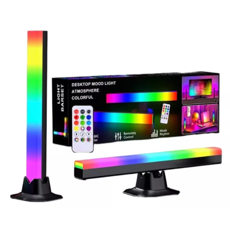 2 Barra Led Rgb Gamer Sensor Rítmica Musica C/controle Base em Oferta na Shopee