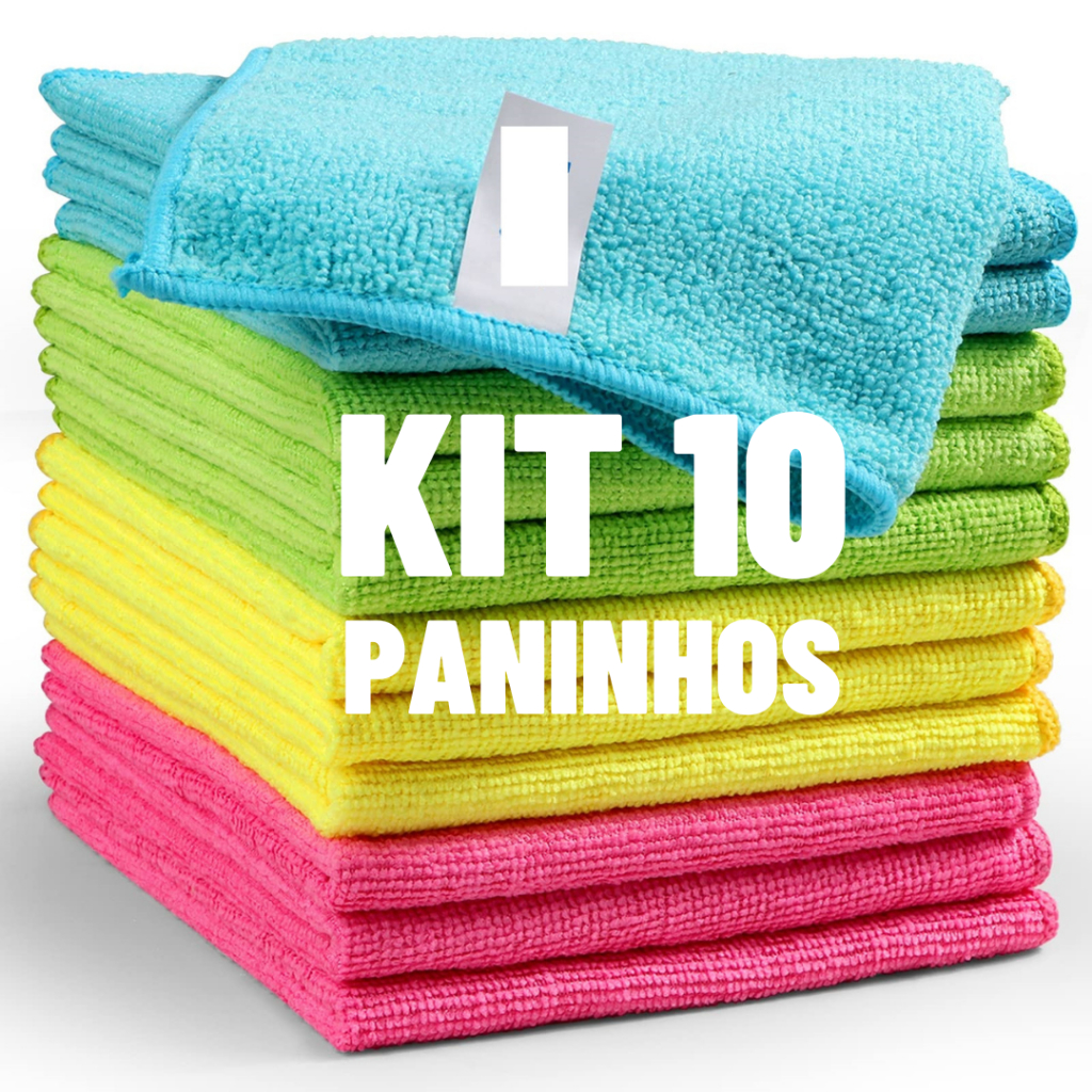Kit 10 paninhos Panos Microfibra paninho de pia 29x29 Cozinha Limpeza Casa Automotivo Cores Sortidas