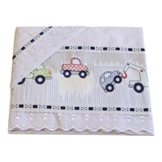 Lençol de Carrinho Bebe Bordado  Com Detalhe Em Laise 3- Pçs em Oferta na Shopee