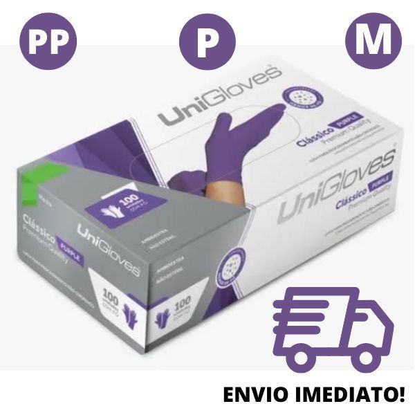 Luva Descartável Látex Procedimentos Roxa 10 ou 20 Unidades Avulsas Unigloves