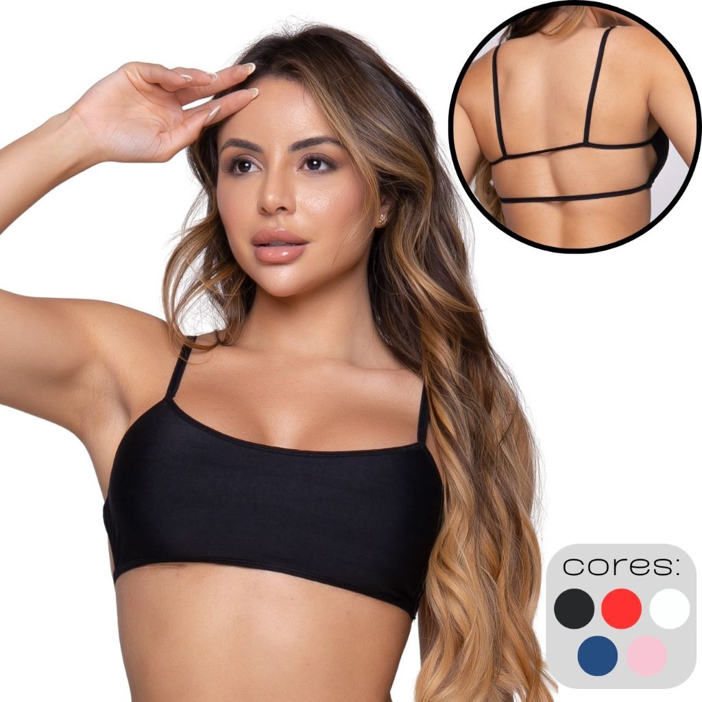Cropped Moda Gringa Top Blogueira  Lingerie Sem Bojo Costa Nua Feminina  Fitness Alcinha em Oferta na Shopee