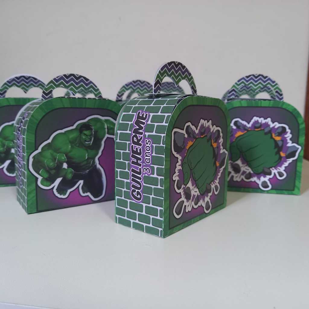 Caixinha Maletinha Hulk Personalizados Lembrancinhas Mimos para Aniversário