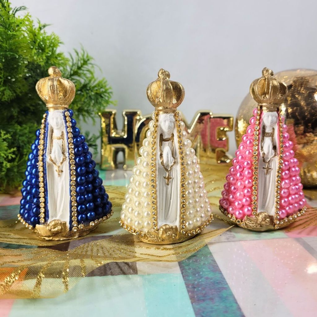 Imagem de Nossa Senhora Aparecida Padroeira do Brasil Perolada Gesso