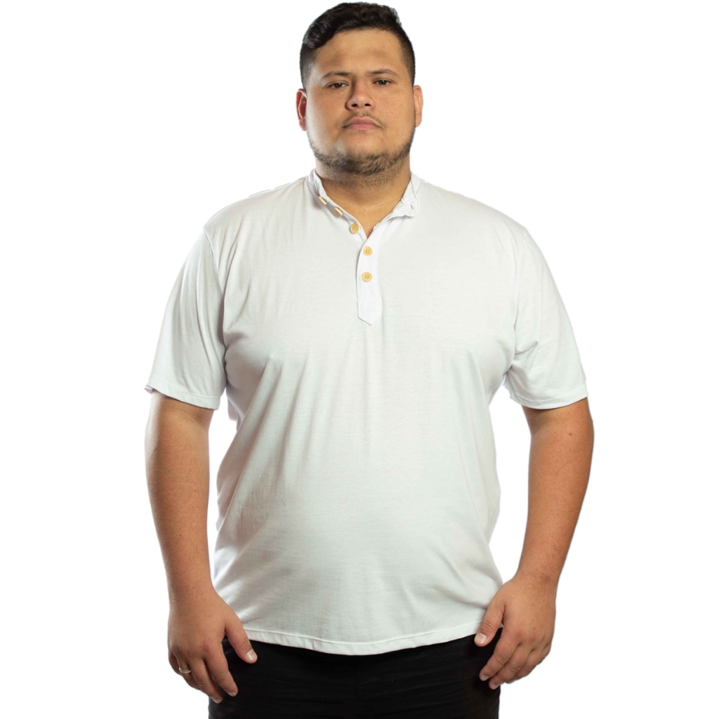 Camisa Henley Masculina GS one de Tamanhos Grandes com Gola Padre de G1 a G3