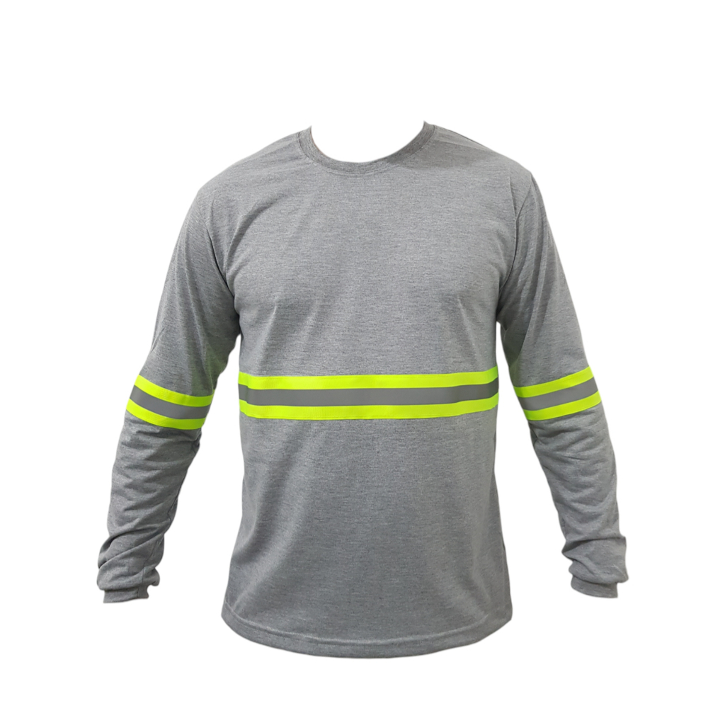 Camiseta Manga Mescla Longa Malha PV Uniforme Faixa Refletiva em Oferta na Shopee