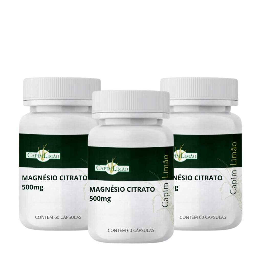 Magnésio Citrato 500mg 3 potes 60 caps