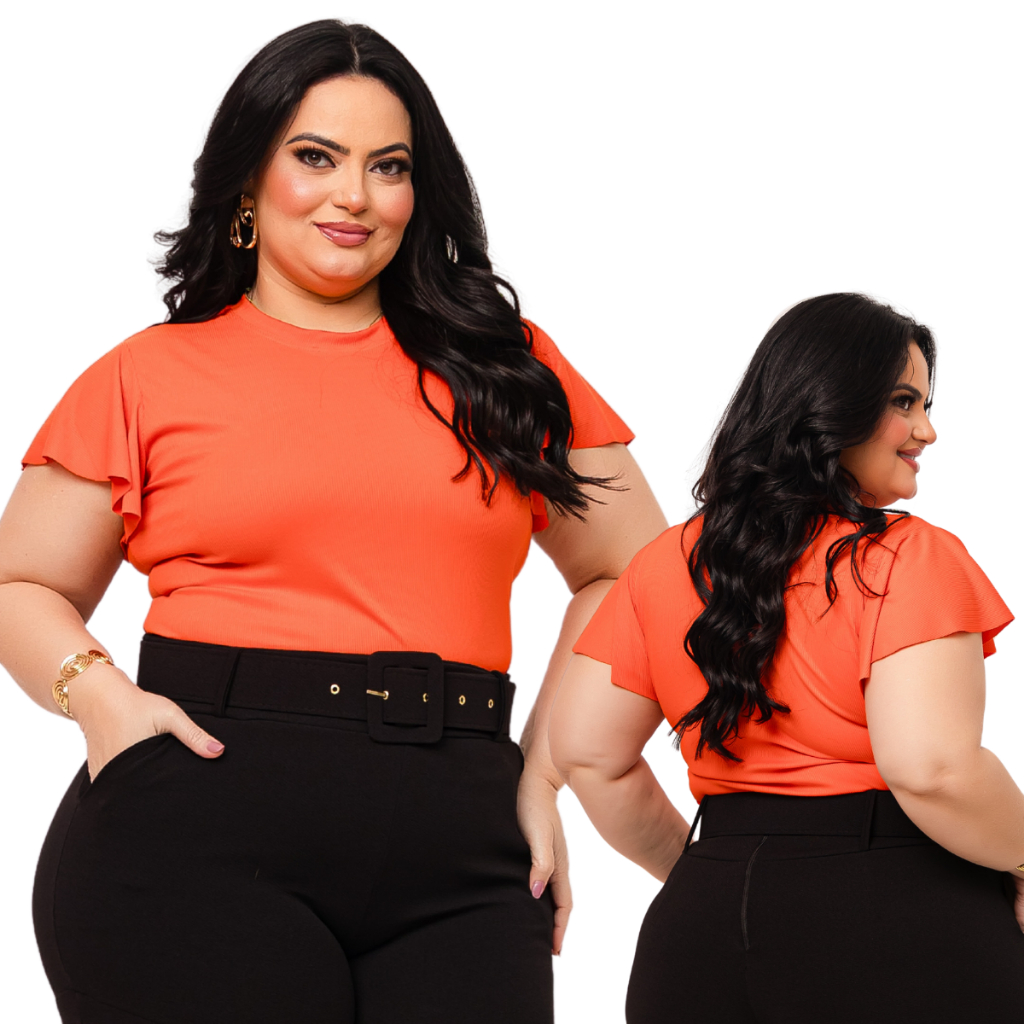 Blusa Plus Size Feminina Suede Canelado Manga Flare em Oferta na Shopee