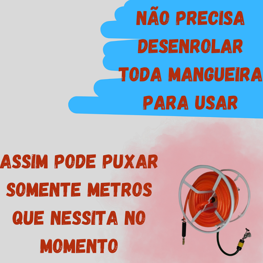 Enrolador Suporte Mangueira Giratório C/ Engate Rápido 1/2