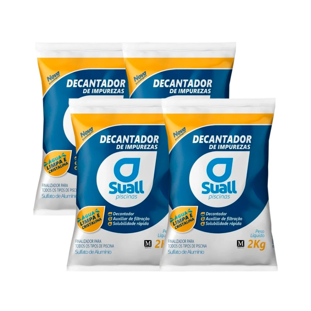 Kit 4 Decantador de Impurezas Para Piscinas Sulfato de Aluminio 2kg em Oferta na Shopee