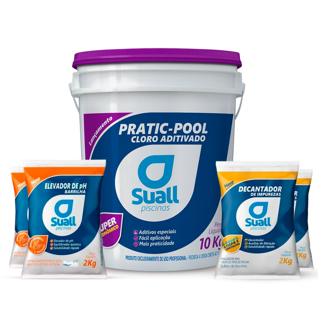 Kit suall Cloro Para Piscina 10kg + 2 Sulfato Decantador + 2 Barrilha Elevador de Ph em Oferta na Shopee