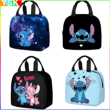 Lancheira Térmica Disney Stitch Personagem Desenho Animado Isolamento Térmico Bolso Frontal Escola