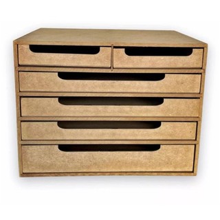 Organizador de Mesa Folhas Sulfite A4 com 6 Gavetas MDF Gaveteiro Escritorio Suporte Para Monitor