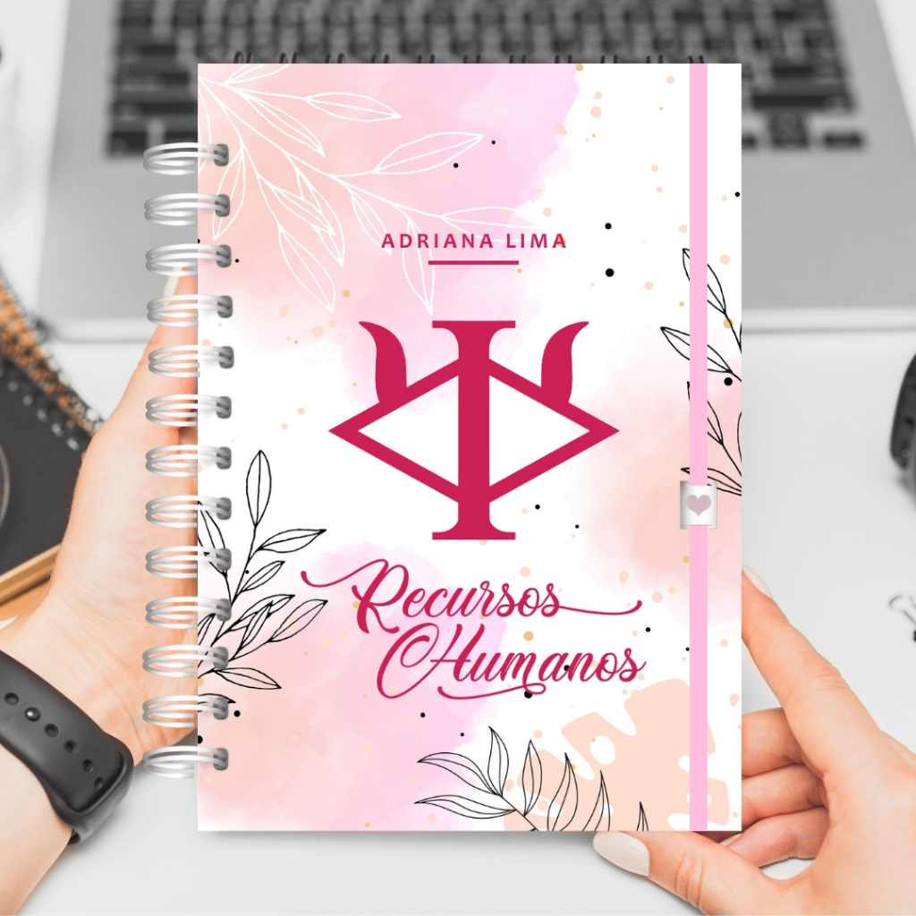 Caderno Personalizado perosnalizado com nome RH Recursos Humanos com Nome Capa Dura Wire-O 22x16cm Premium 120 Folhas