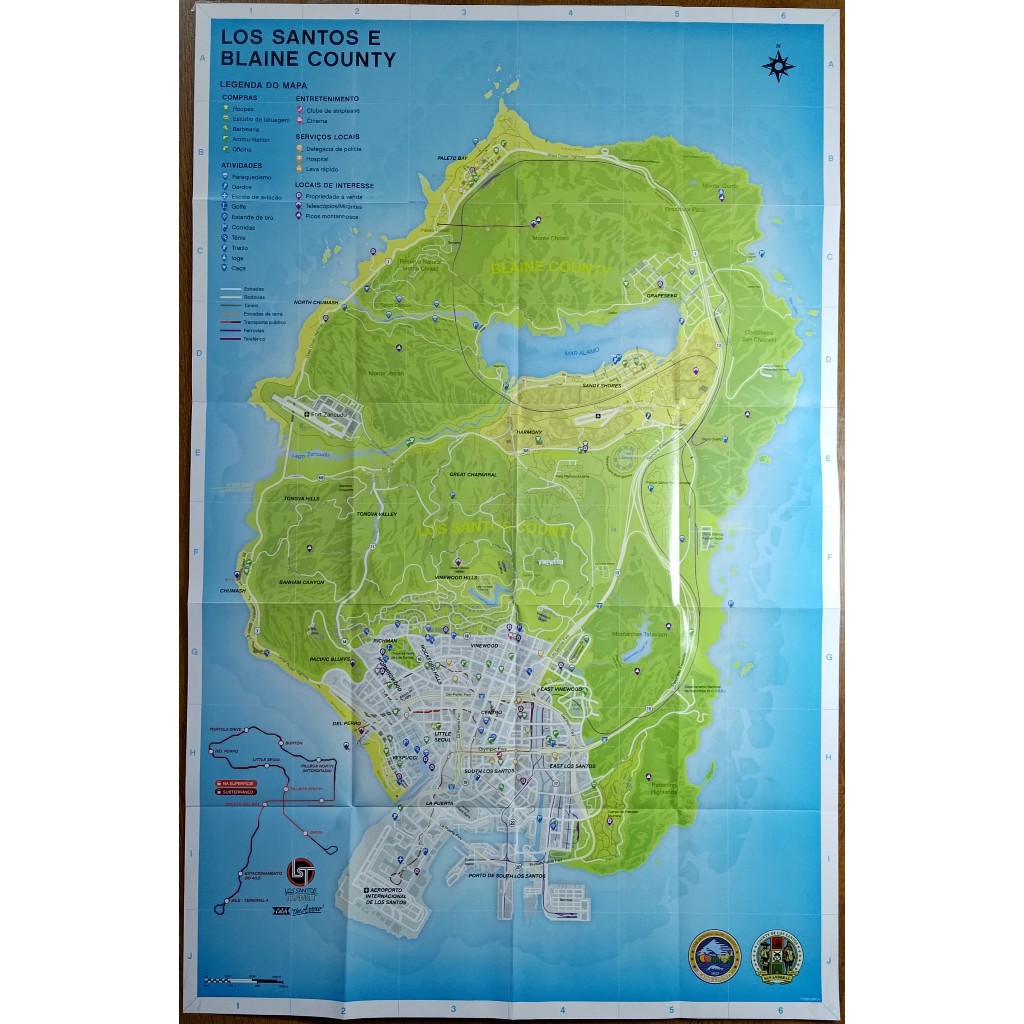 Mapa GTA V original (Los Santos) Xbox, Playstation