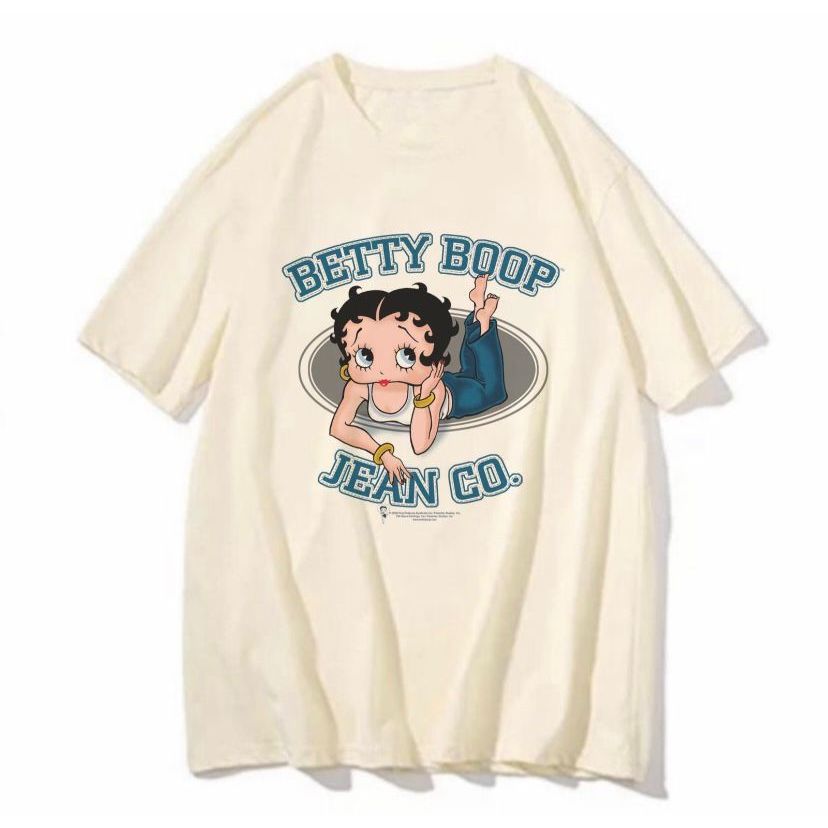 Camiseta Betty Boop Jean co. blusa feminina masculina desenhos classicos camisa estampada divertida