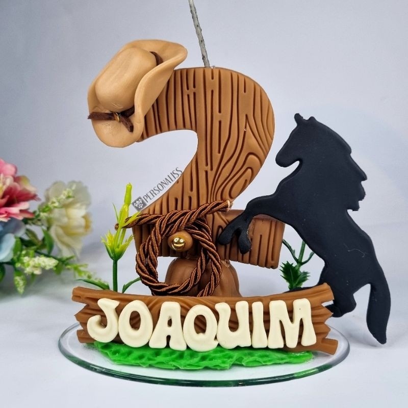 Vela Cowboy Cowgirl Country Cavalo Boiadeira número 1 2 3 4 5 6 7 8 9 em Oferta na Shopee