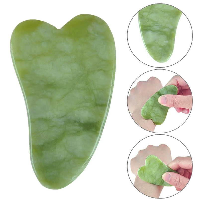 Massageador Harmonização Facial Pedra Gua Sha Vibrador Gold Rolo Jade Good Skin Afina Rosto