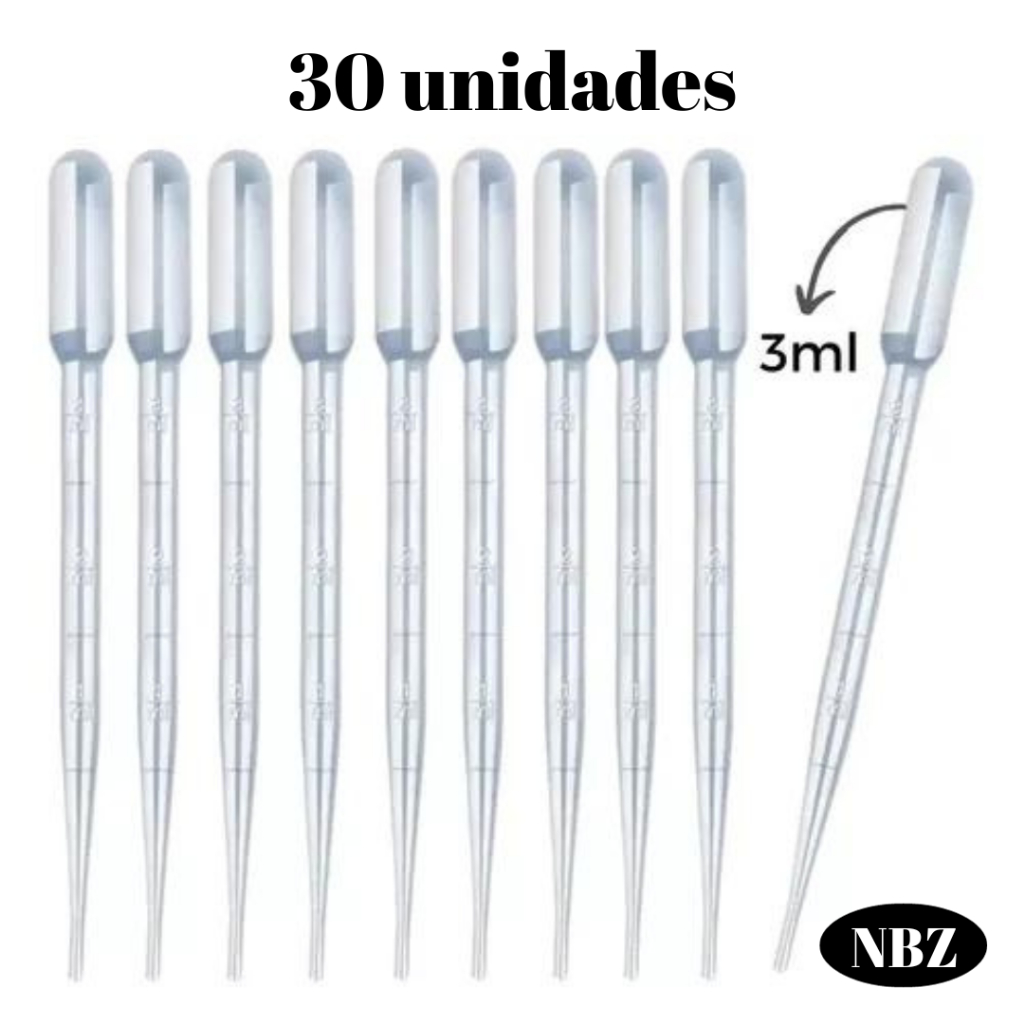 Kit Pipeta Plastica Pasteur Conta Gotas 3 ML Com Marcador de ml Kit 10 20 30 Conta Gotas