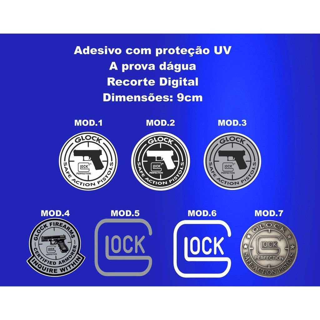 Adesivo Glock Armas Modelos