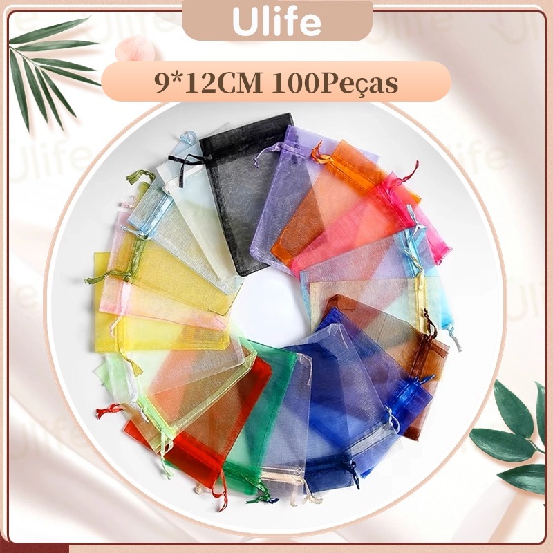 Kit 50/100 Saquinho Organza Saco de Presente Tule Saquinho 7*9/9x12/10*15 Branco Festa Casamento Saco Para Lembran-UF
