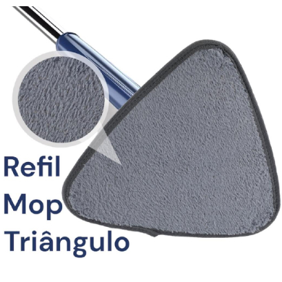 Kit 2 Refil Moip Triangular Para Esfregão 360° Rodo Giratório Lava Seca e Limpa Com Extrusão Microfibra Multiuso Limpeza de Piso Cozinha Banheiro Sala Área.