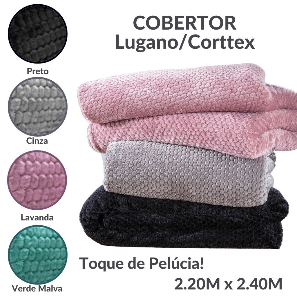 Cobertor Lugano Casal  Queen 2.20m x 2.40m Favo Alto Relevo Corttex toque pelúcia super ma...