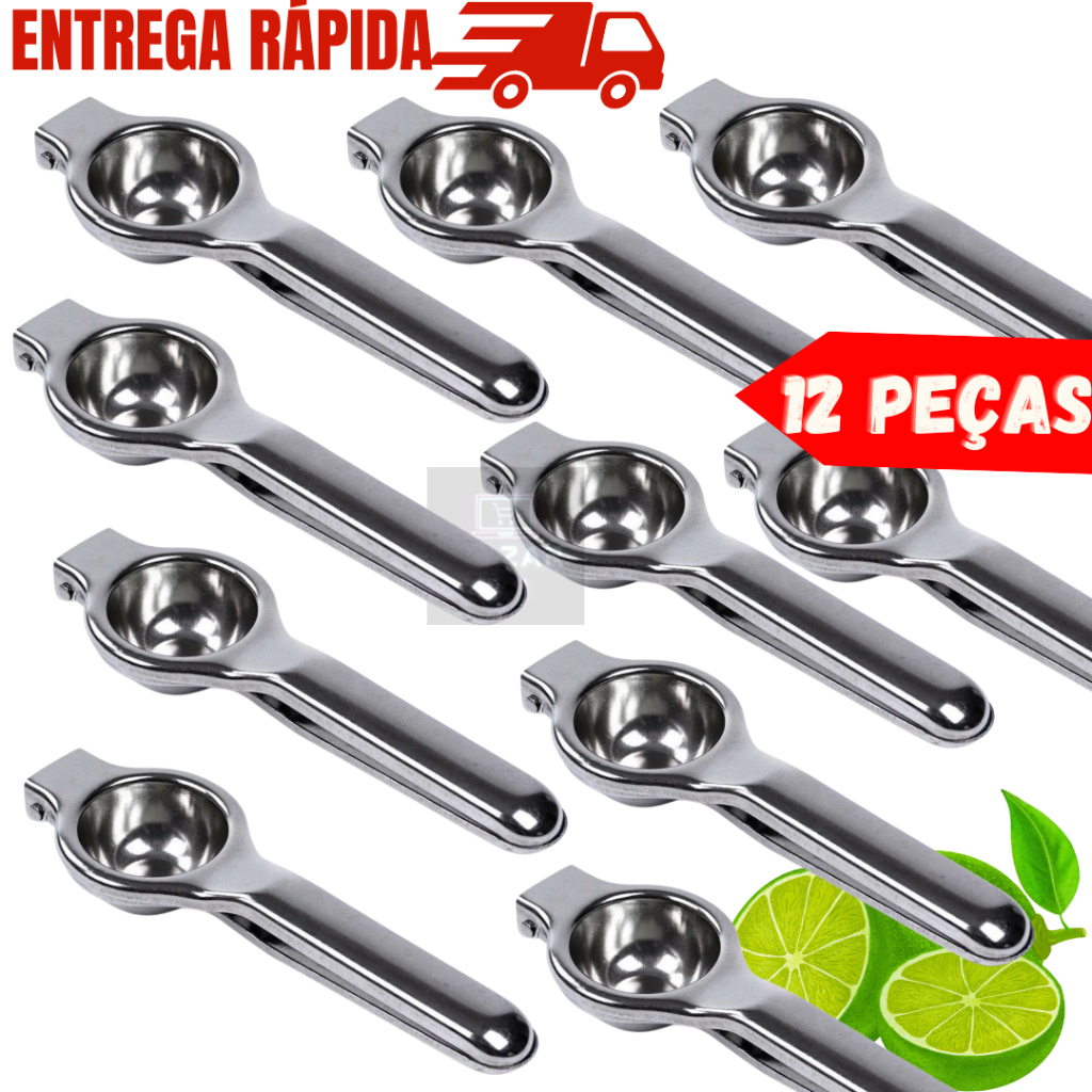 Kit 12 Espremedores de Limão Limonada Em Aço Inox Amassador Laranja Bebida Suco Gourmet
