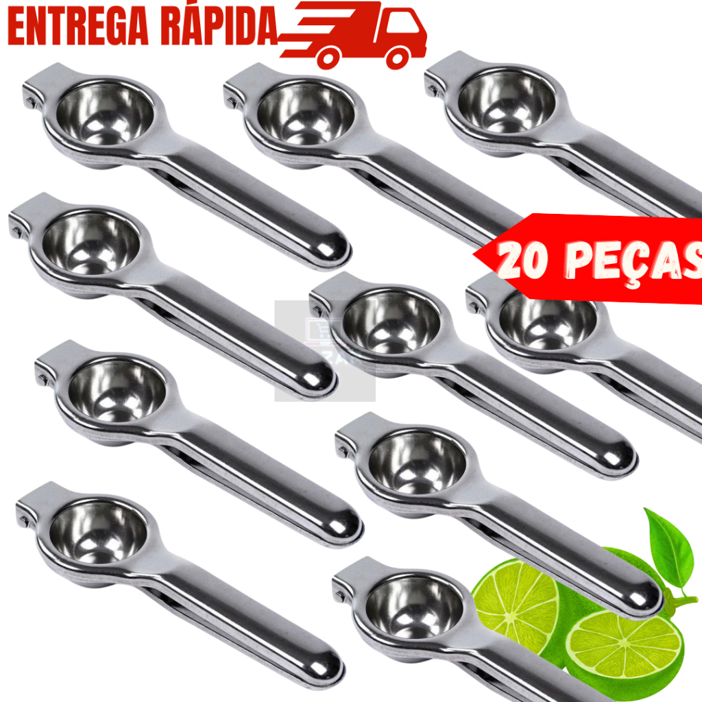 Kit 20 Espremedores de Limão Limonada Em Aço Inox Amassador Laranja Bebida Suco Gourmet