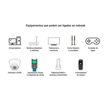 Nobreak 800VA Entrada e Saída 110V Com 06 Tomadas Para PC Modem CFTV Game TV - detalhe