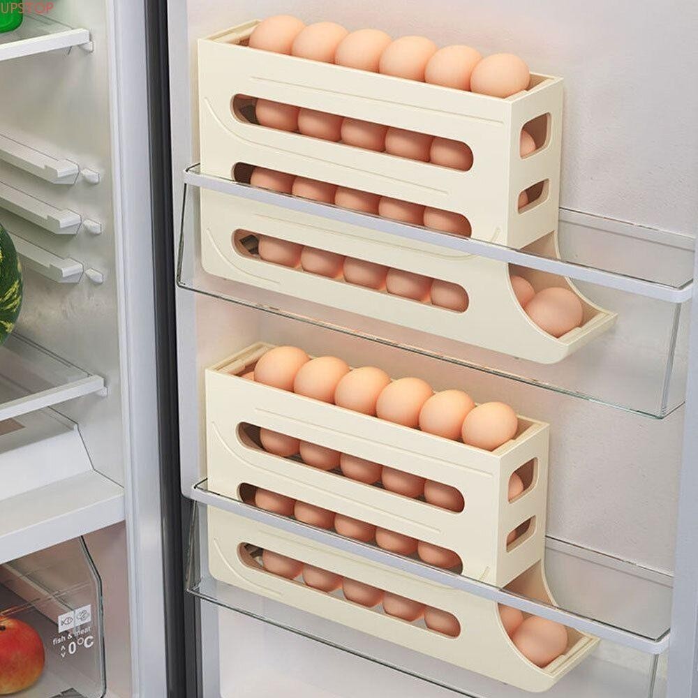 Porta Ovos Suporte 4 Andares Rolante Para 30 Ovos Dispenser Armazena e organizador de Gela...