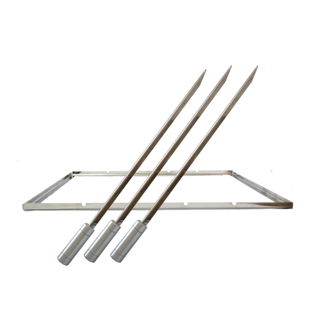 Descanso para Espeto com 3 Espetos para Churrasco Inox 430 em Oferta na Shopee