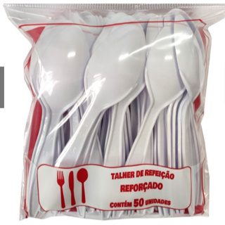 Colher Refeição Descartável Reforçada Para Sopas, Caldos, Eventos  - Kit com 50, 100 ou 200 Unidades em Oferta na Shopee