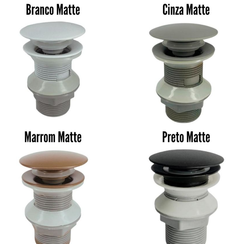 Válvula Click Lopazzi  para Cubas de Banheiro e Lavabos Conexão 7/8'' - ABS com Acabamento Fosco em Oferta na Shopee